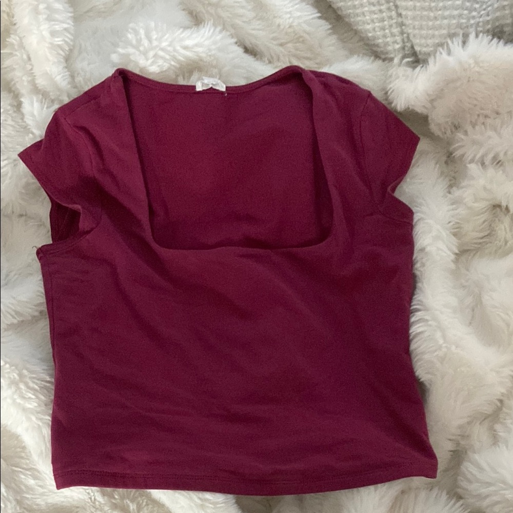 Garage Red Fitted Blouse with Cowl Neckline